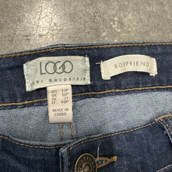 LOGO by Lori Goldstein Petite Shadow Patch Boyfriend Jeans sz 12P - Picture 5 of 8